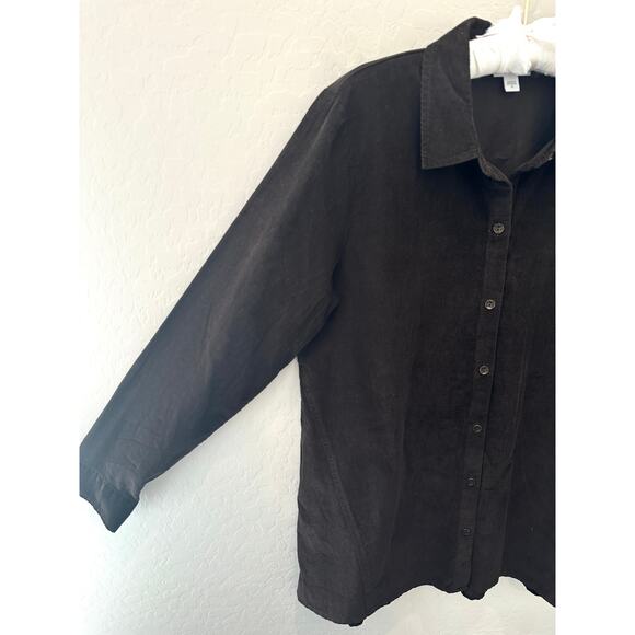 J. JILL | Chocolate Brown Corduroy Button Down Shirt 100% Cotton | Size Medium - Picture 3 of 7